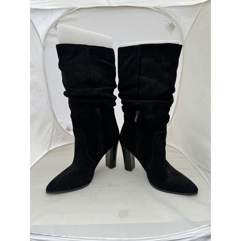 Tahari Alanna Black Leather Suede Boot Size 9